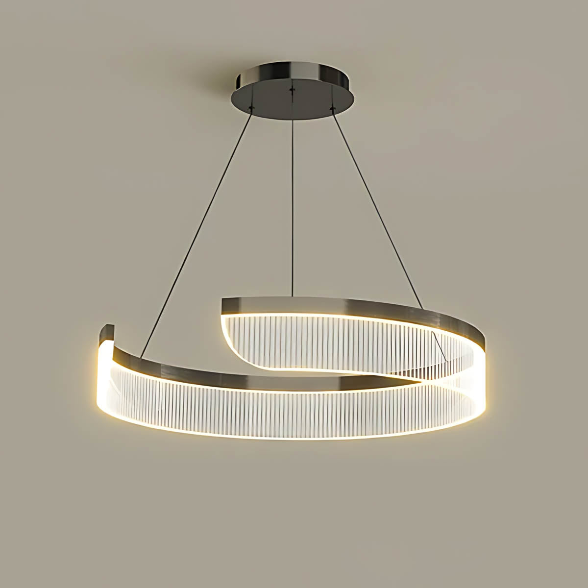 Spiral Multi-Ring Aluminium & Acrylic LED Chandelier ZEPHY