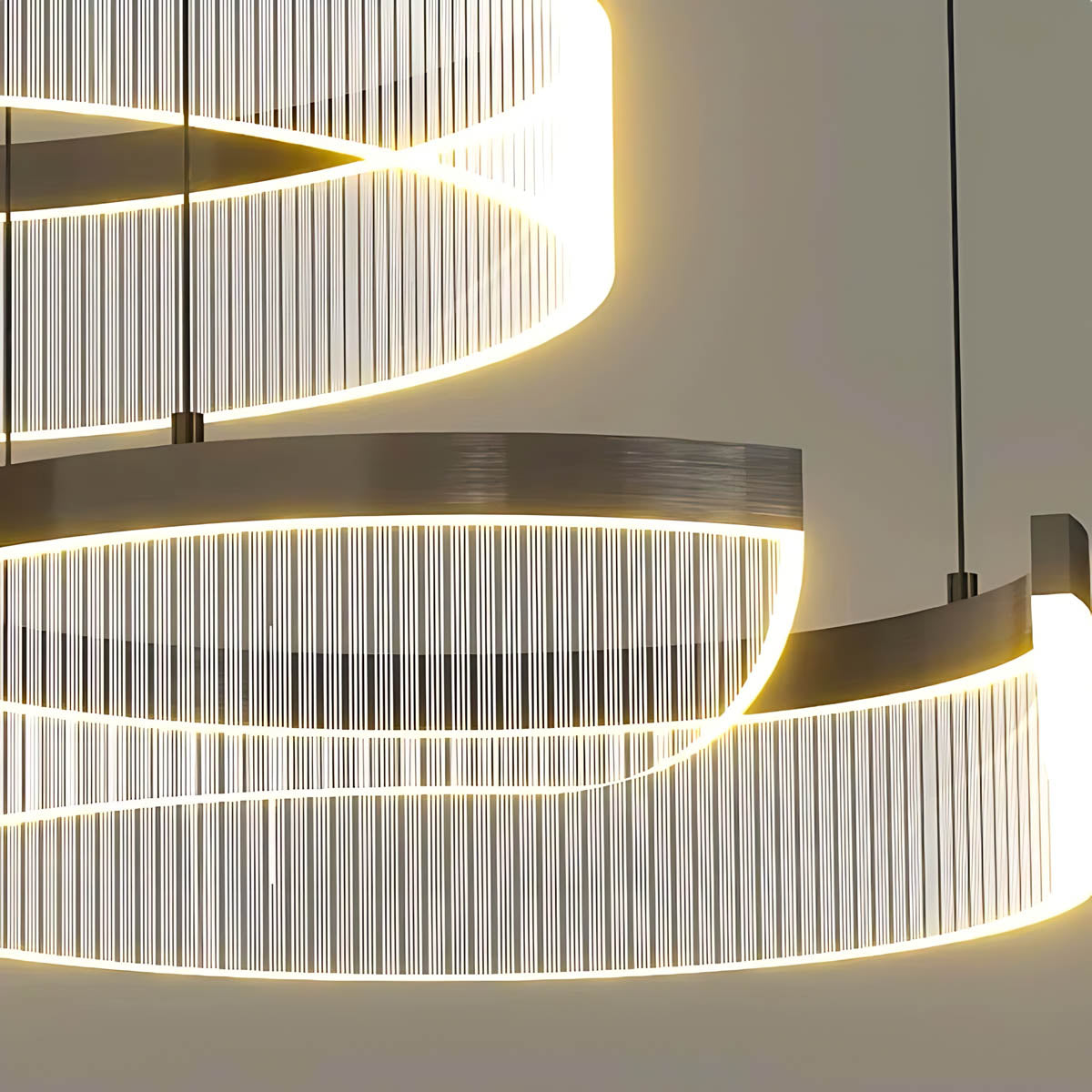 Spiral Multi-Ring Aluminium & Acrylic LED Chandelier ZEPHY