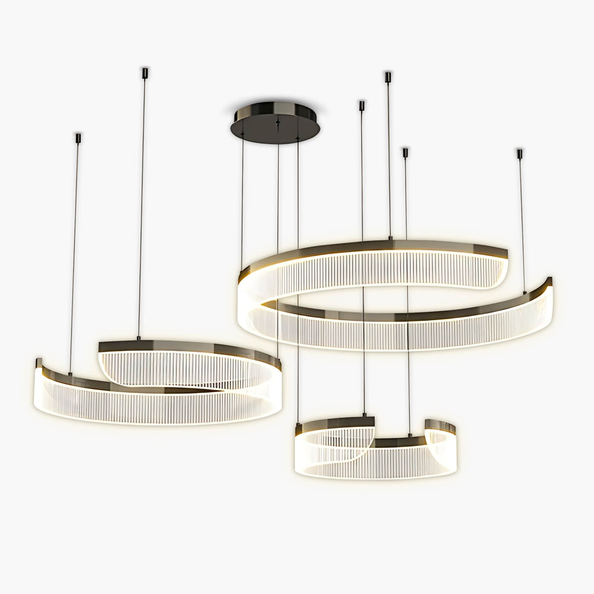 Spiral Multi-Ring Aluminium & Acrylic LED Chandelier ZEPHY