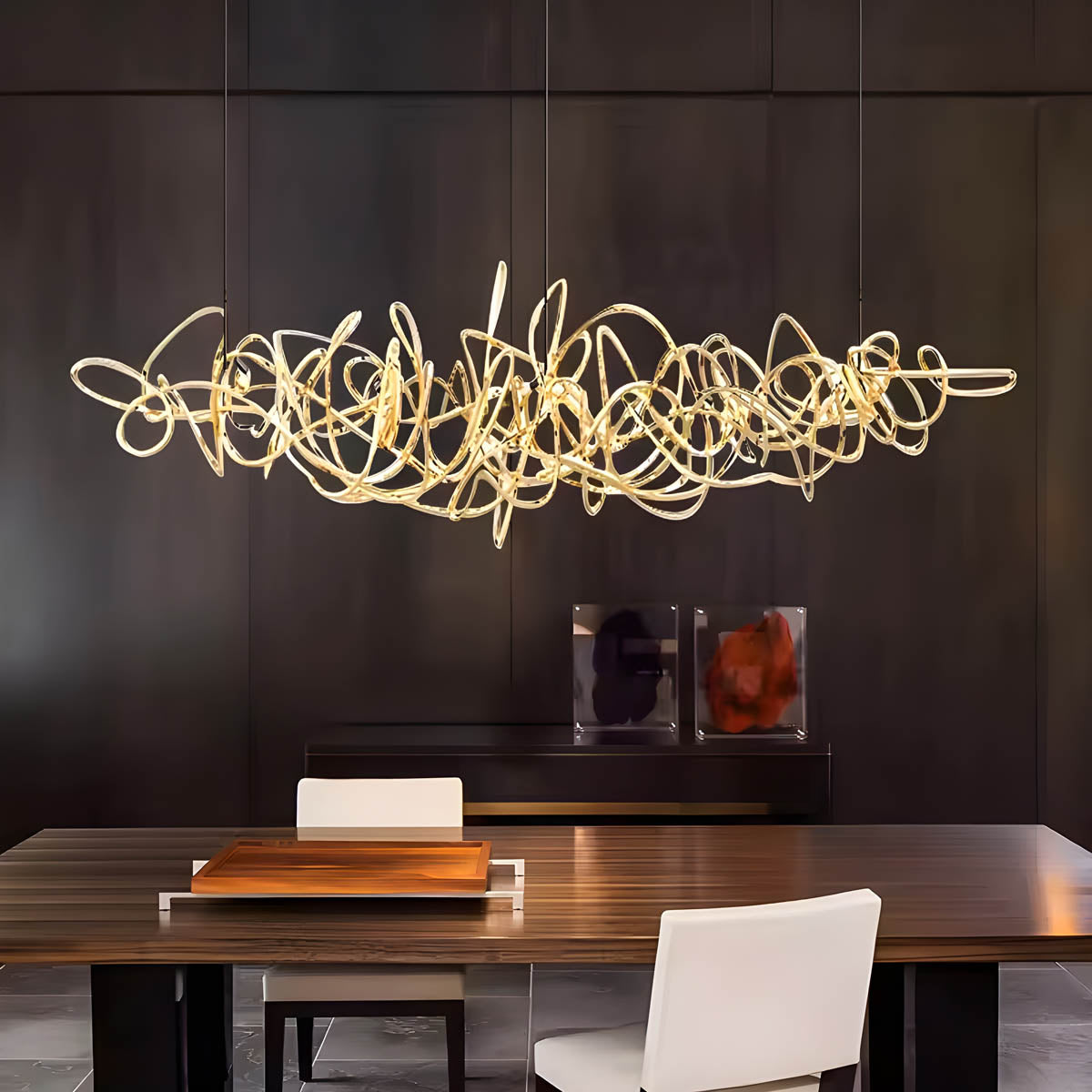 Stainless Steel Ribbon LED Chandelier 100-150 cm