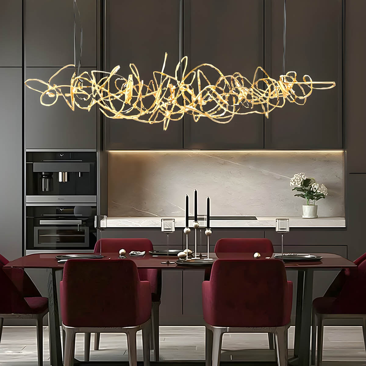 Stainless Steel Ribbon LED Chandelier 100-150 cm
