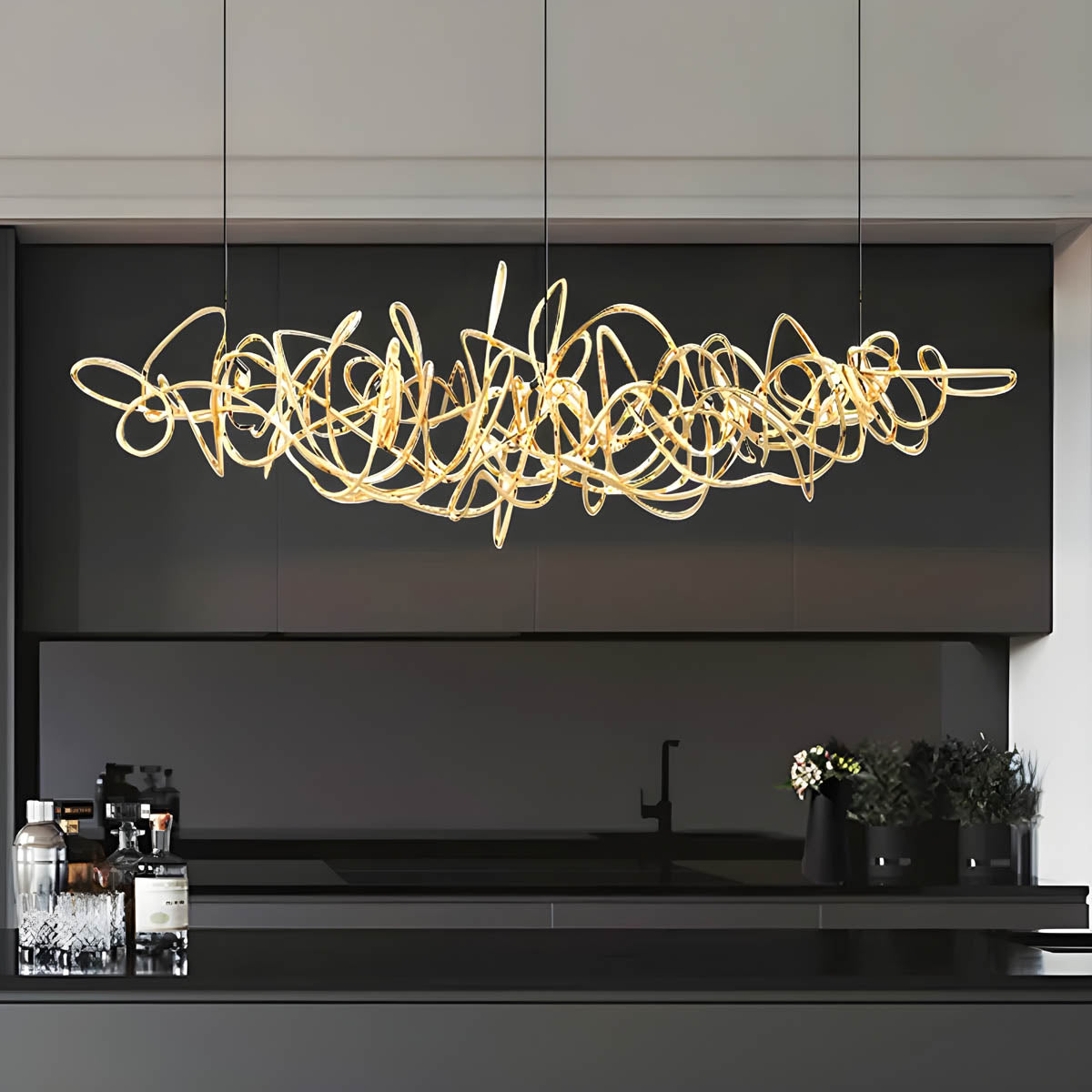 Stainless Steel Ribbon LED Chandelier 100-150 cm