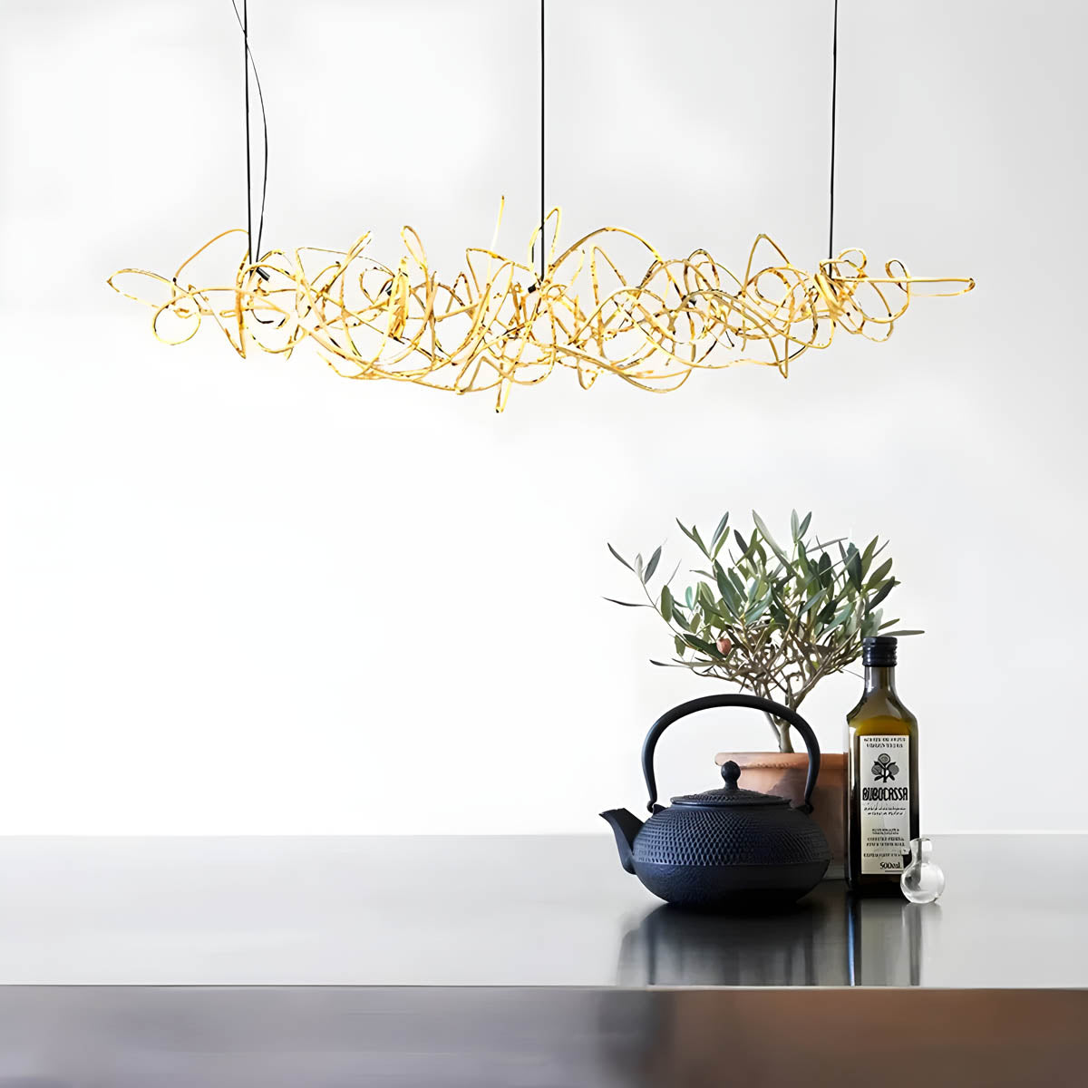 Stainless Steel Ribbon LED Chandelier 100-150 cm