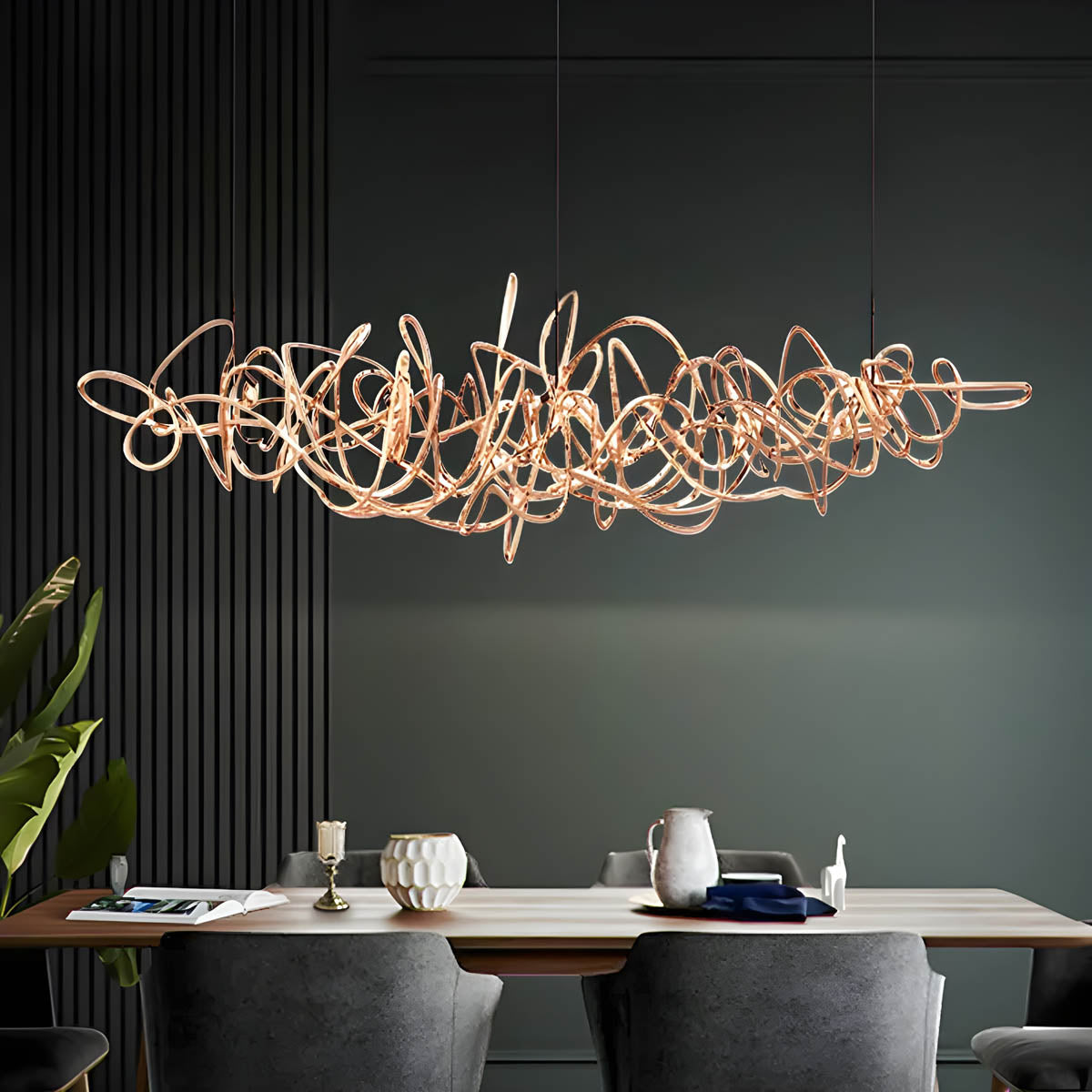Stainless Steel Ribbon LED Chandelier 100-150 cm