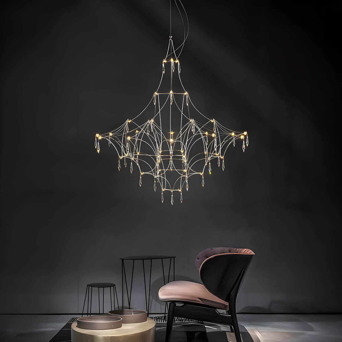 Lacework Stainless & Crystal Chandelier