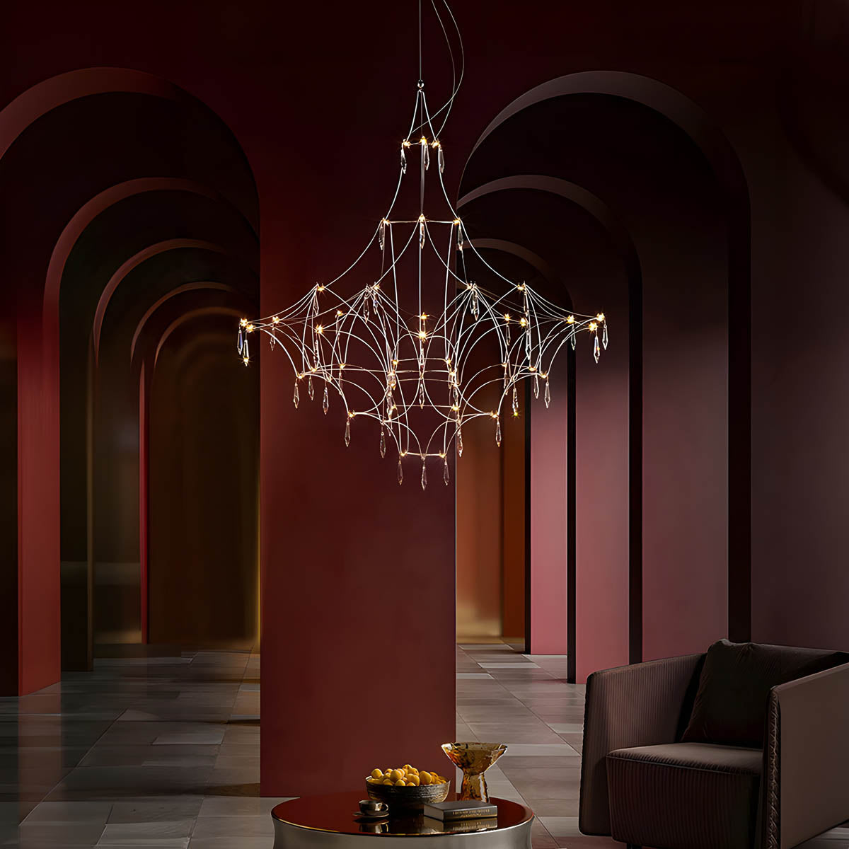 Lacework Stainless & Crystal Chandelier