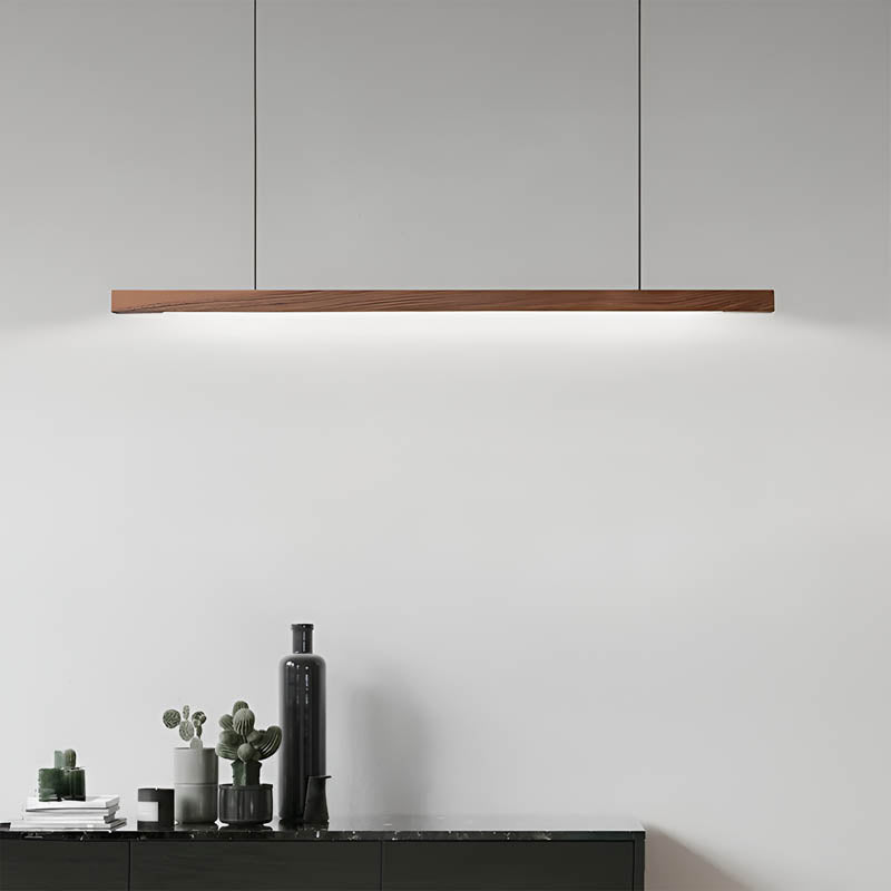 Wood and Metal Linear LED Pendant Light 80-180 cm