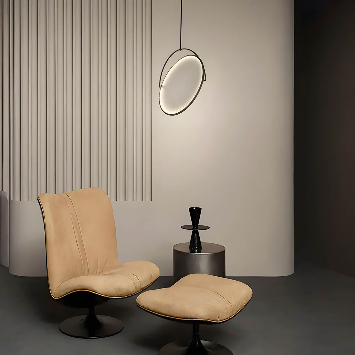 Fabric & iron semi-flush pendant light LED, Ø 35-60 cm