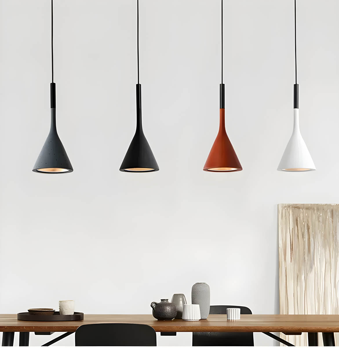 Slim iron & aluminium pendant light