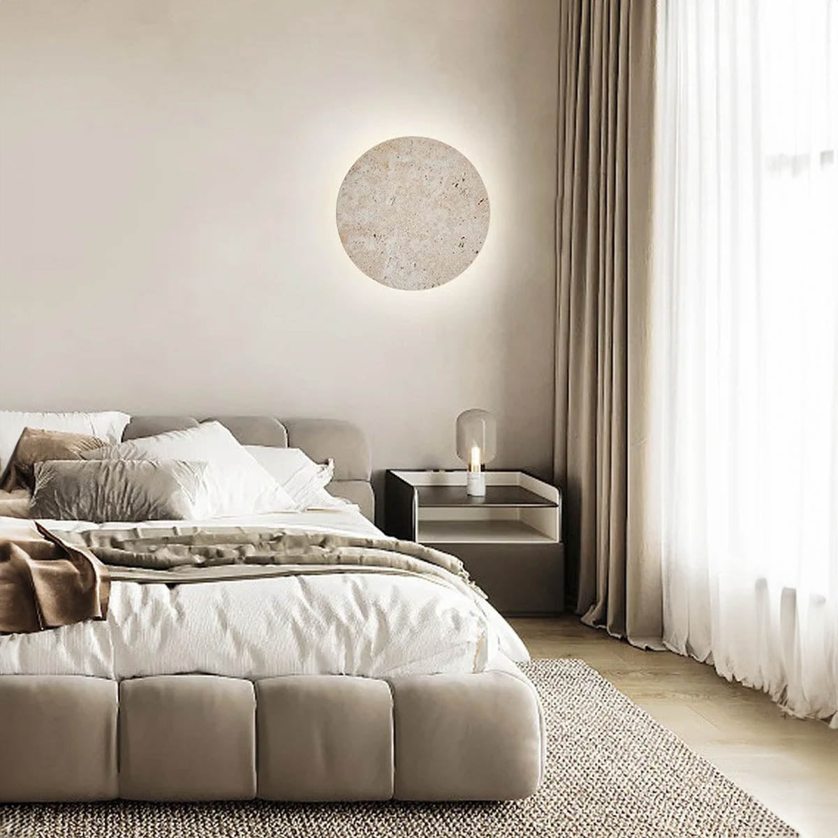 Stone Round Travertine Wall Lamp