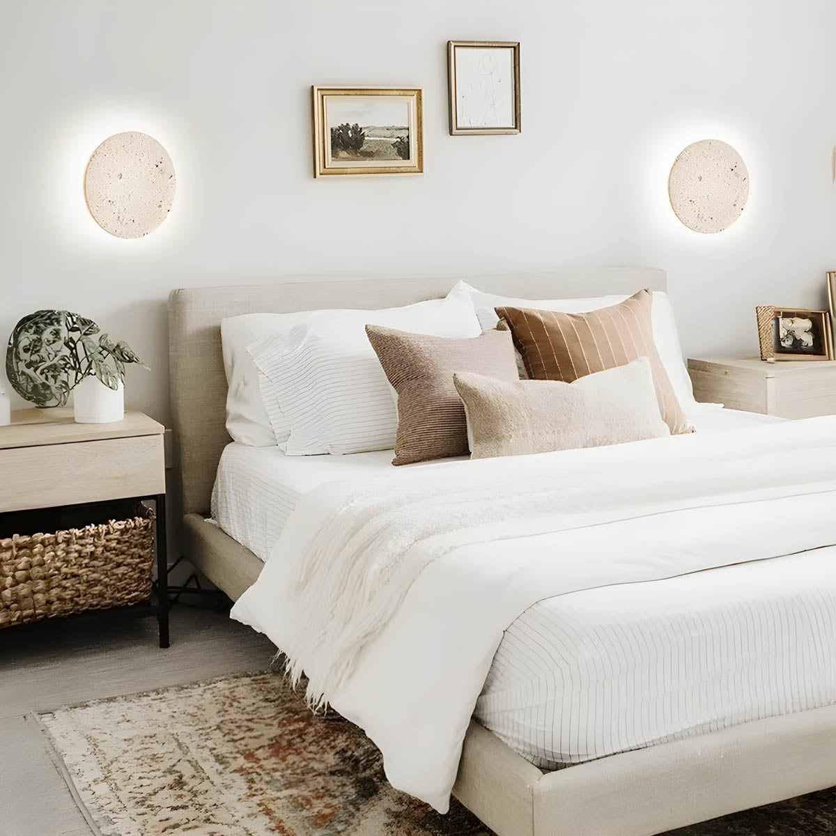 Stone Round Travertine Wall Lamp