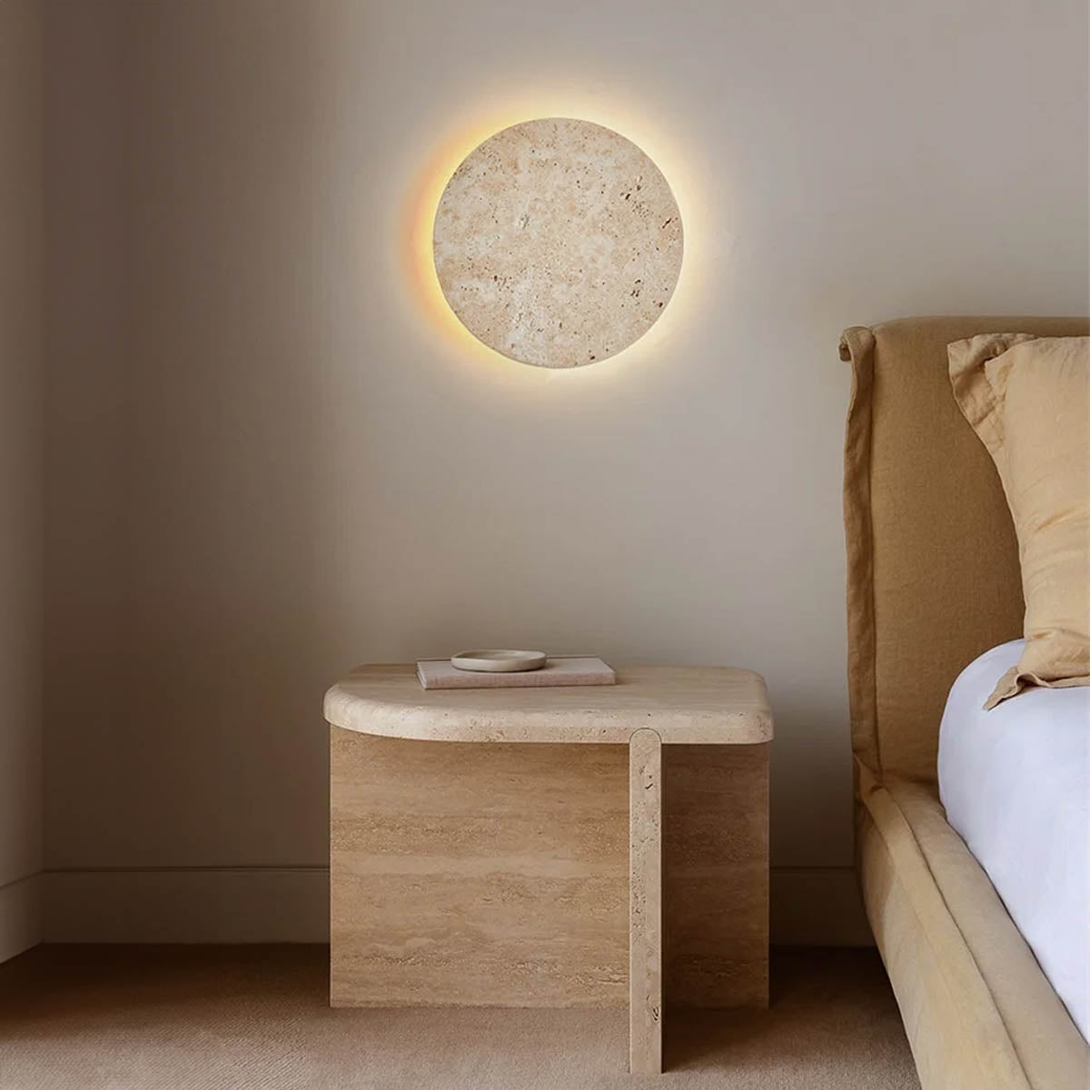 Stone Round Travertine Wall Lamp