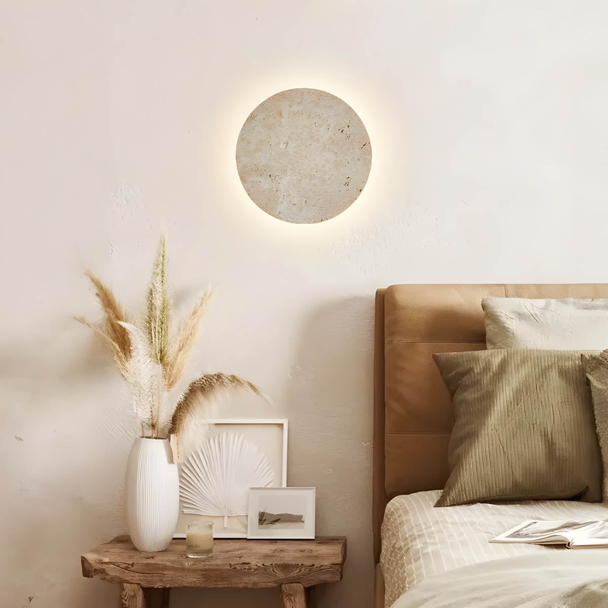Stone Round Travertine Wall Lamp