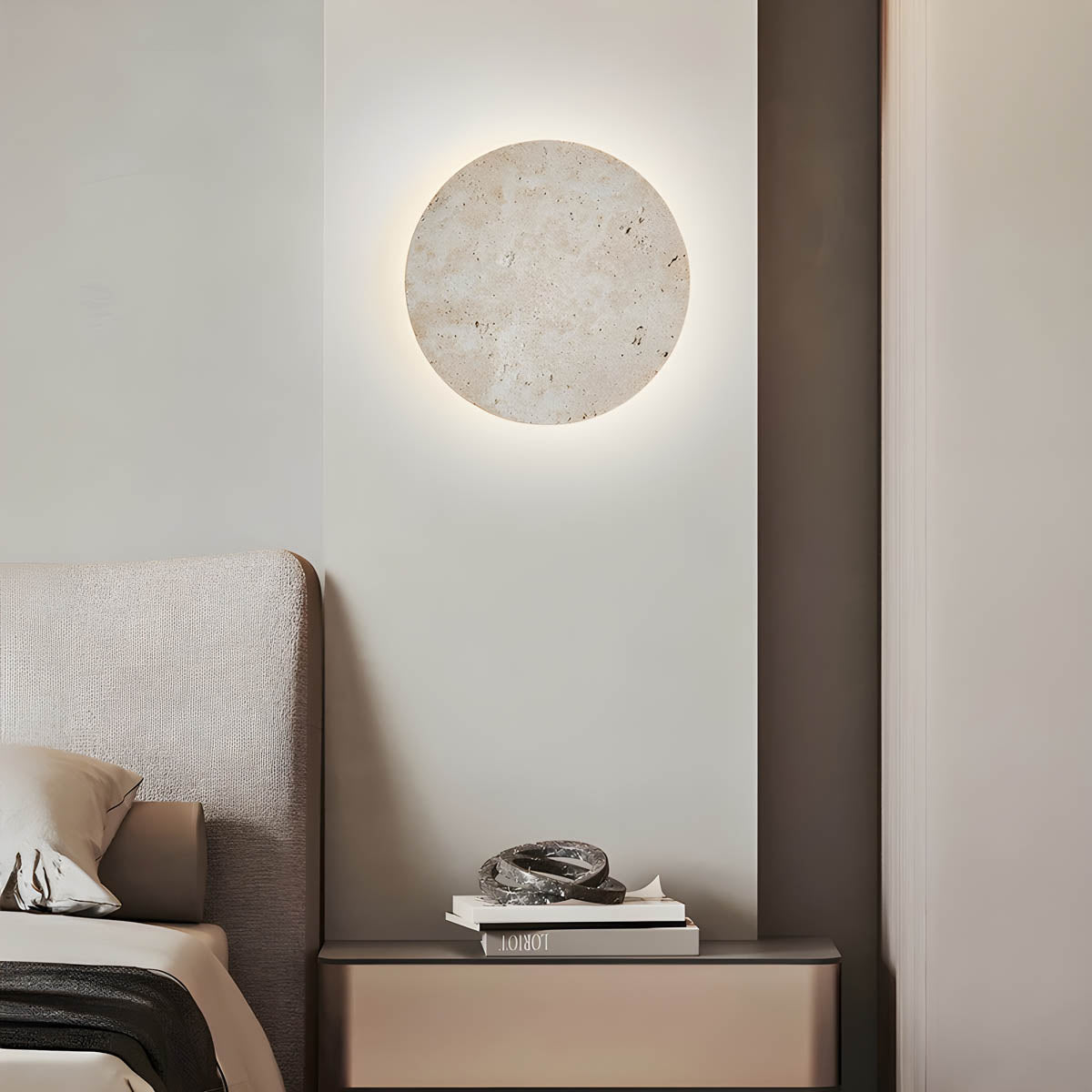 Stone Round Travertine Wall Lamp